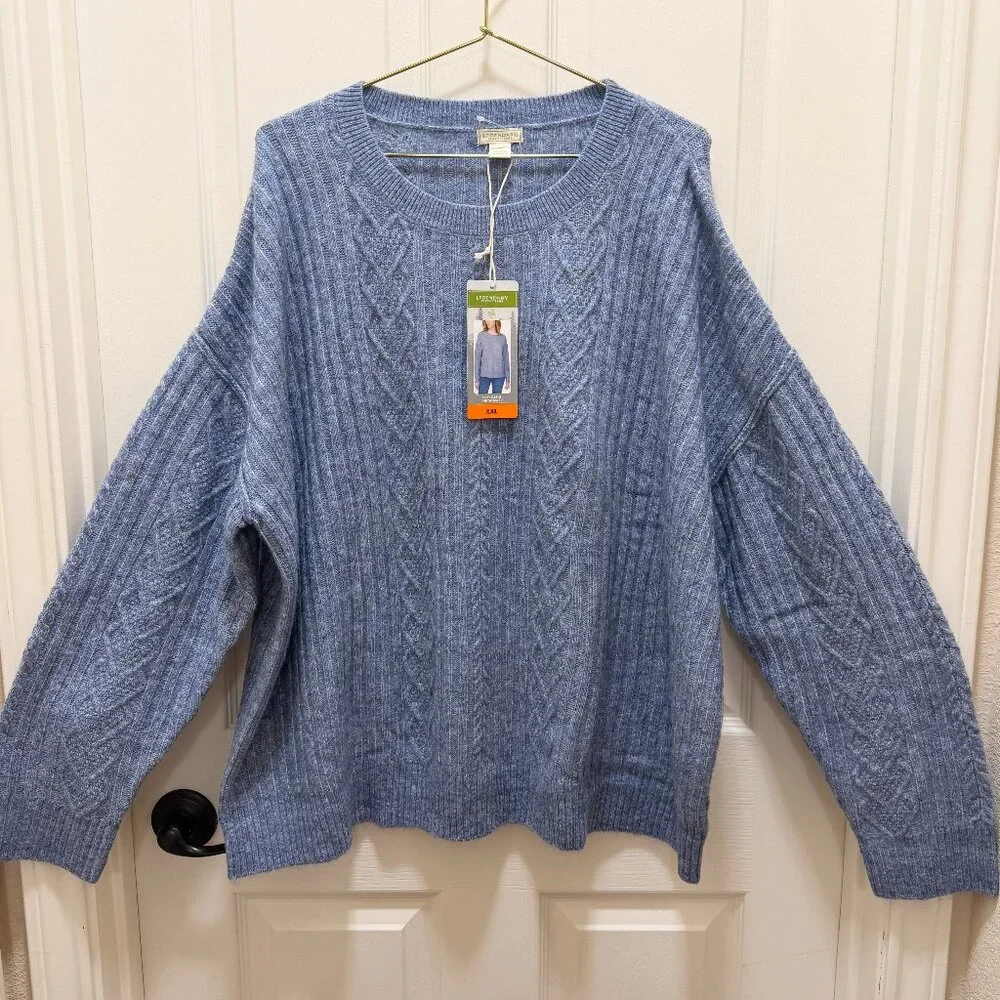 Legendary Outfitters Women's Cable Knit Sweater Size XXL Blue Heather Cozy Soft